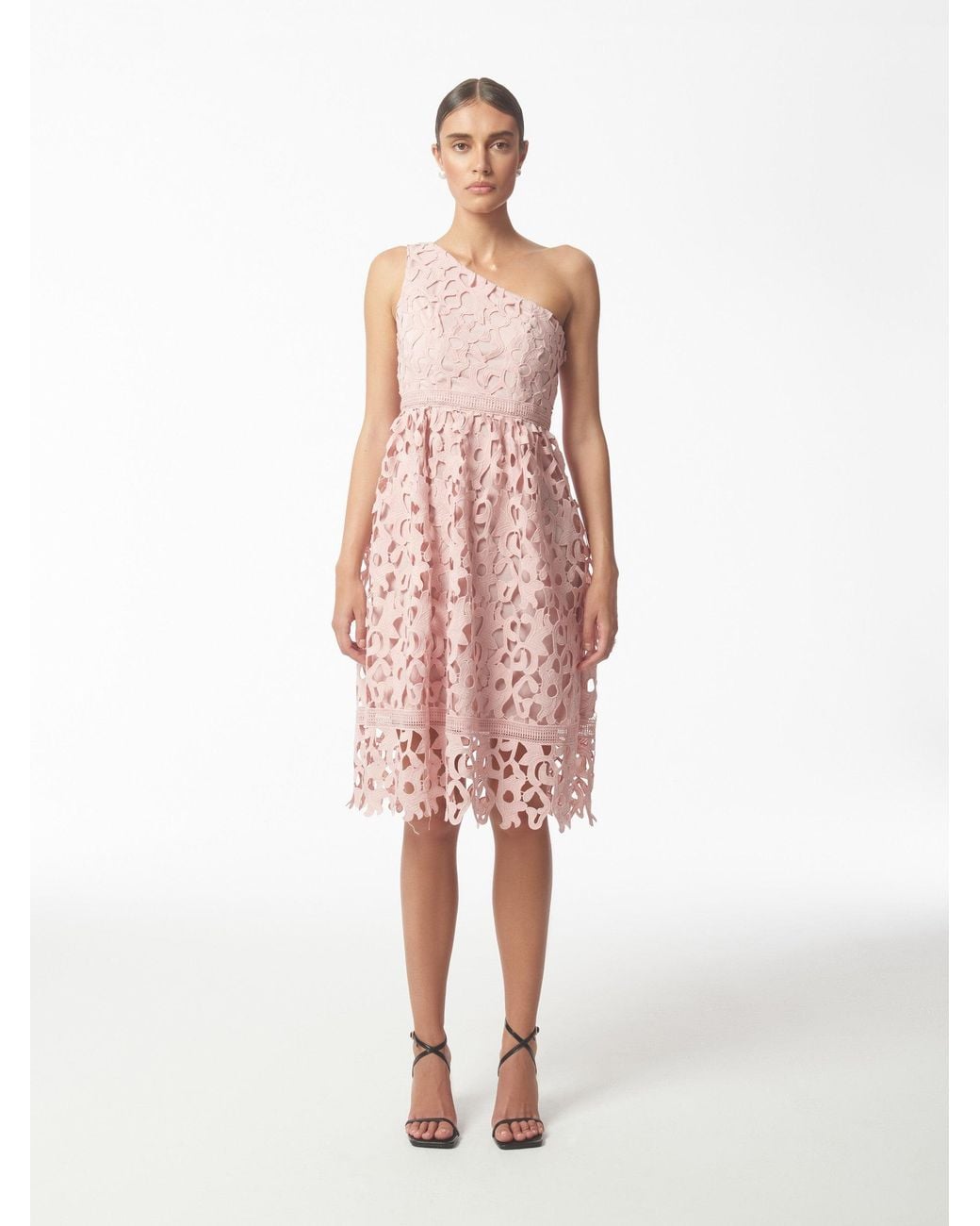 Sour Figs Pink One Shoulder Lace Dress