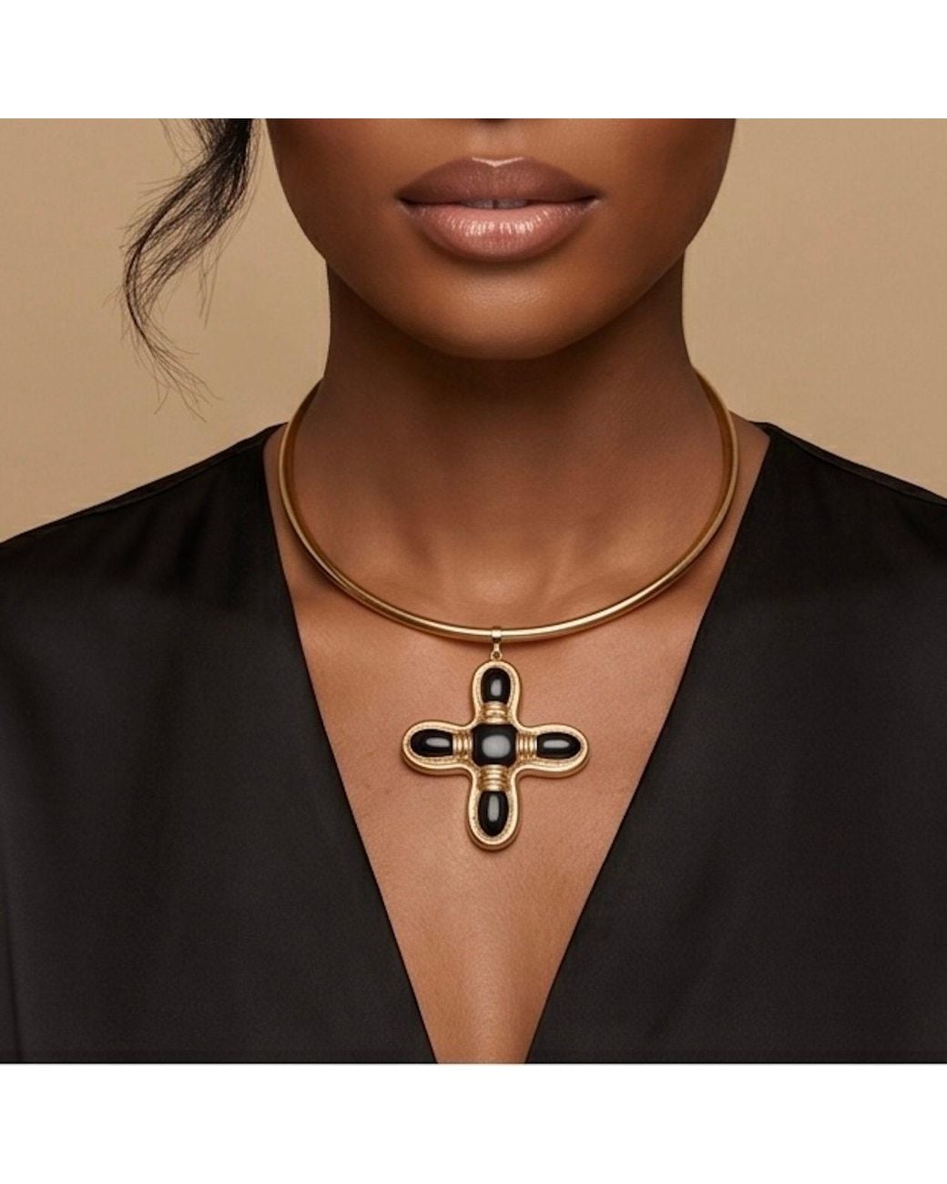 Divine Aria Metallic Obsidian Grounding Crystal Choker Necklace