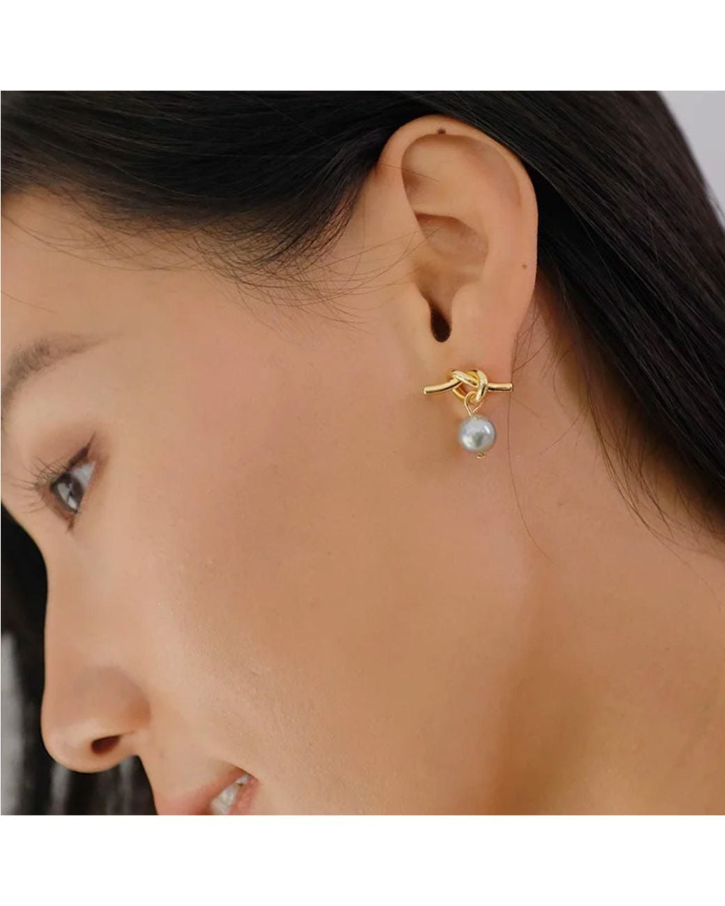 Miss Cecilia Metallic Ada Knot Pearl Earrings