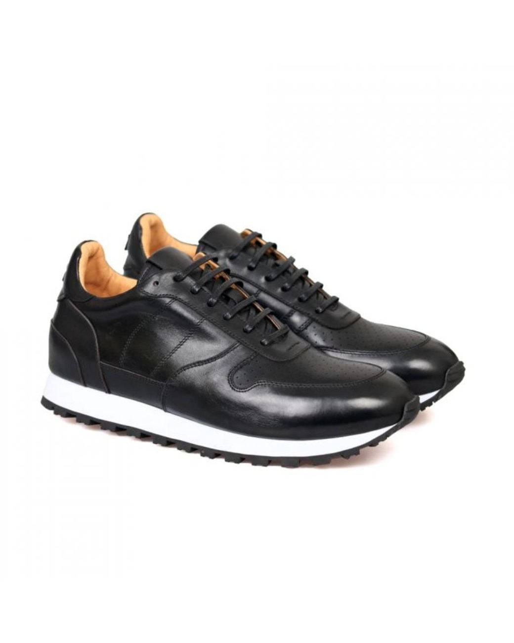 DAVID WEJ Black Leather Smart Sneakers – for men