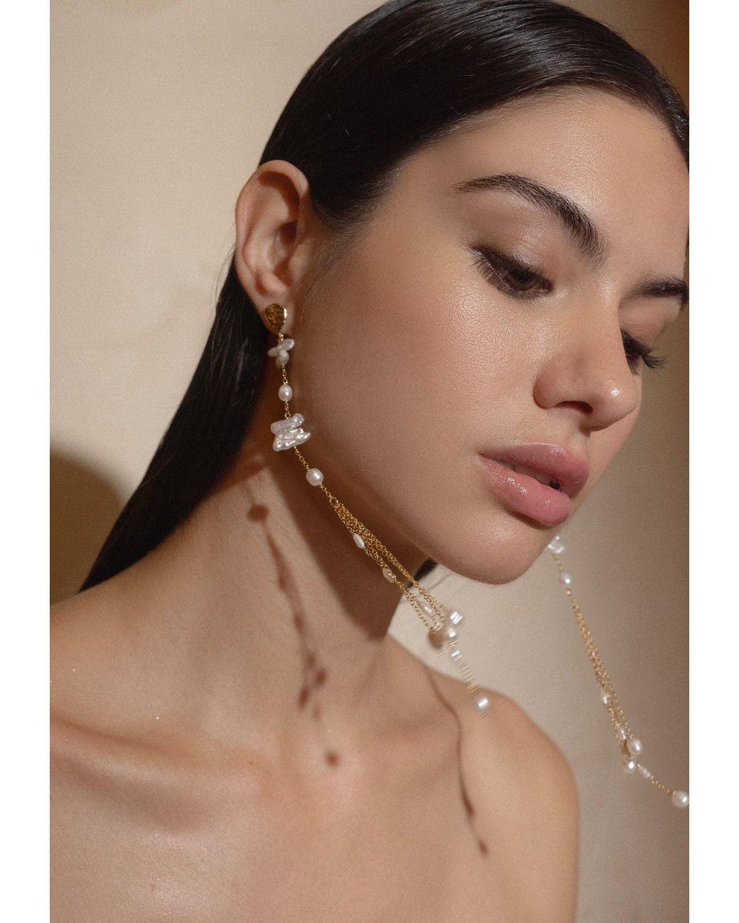 Lavani Jewels White Kiyomi Pearl Long Earrings