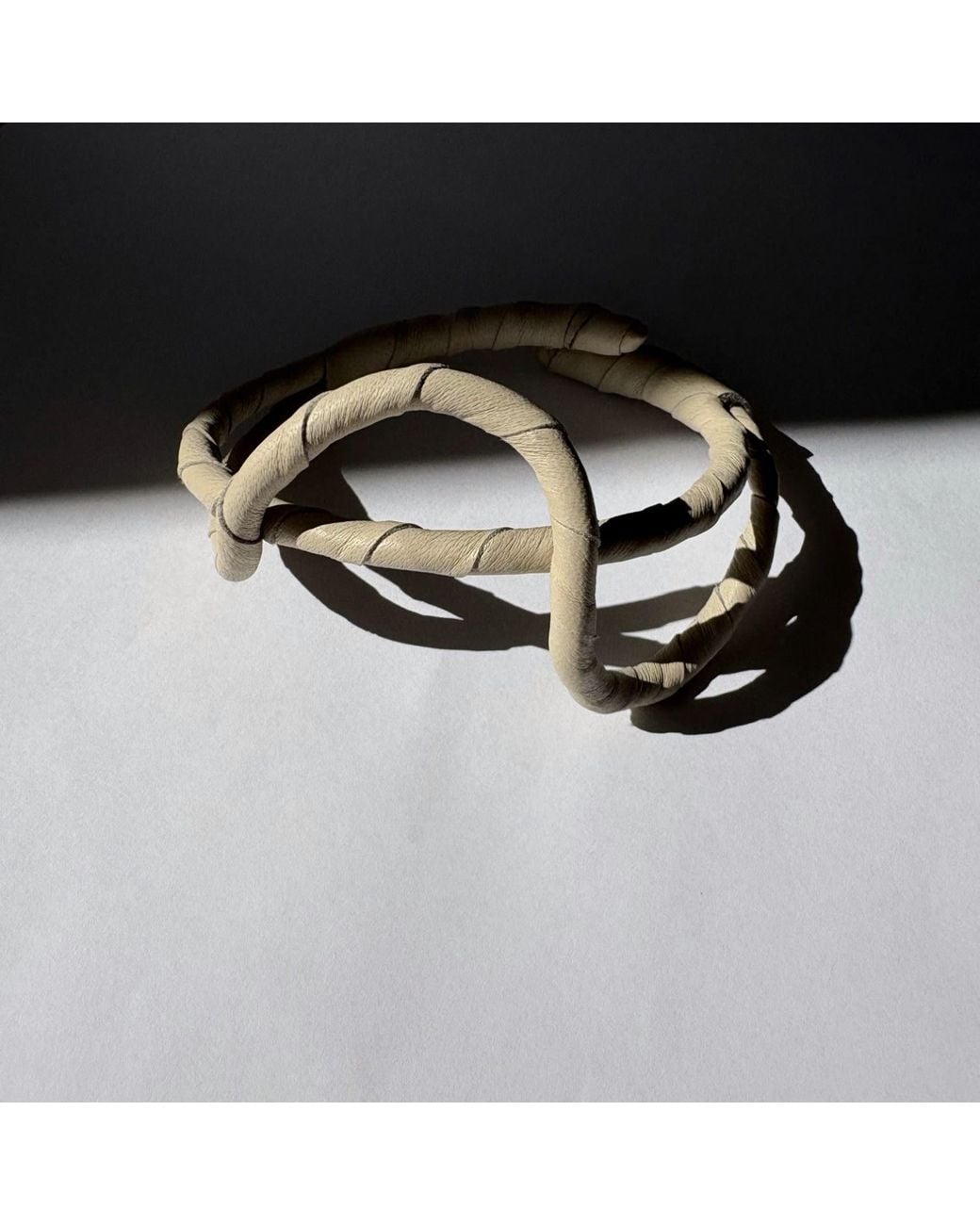 WAIWAI Metallic Neutrals Bend Sculptural Leather Choker