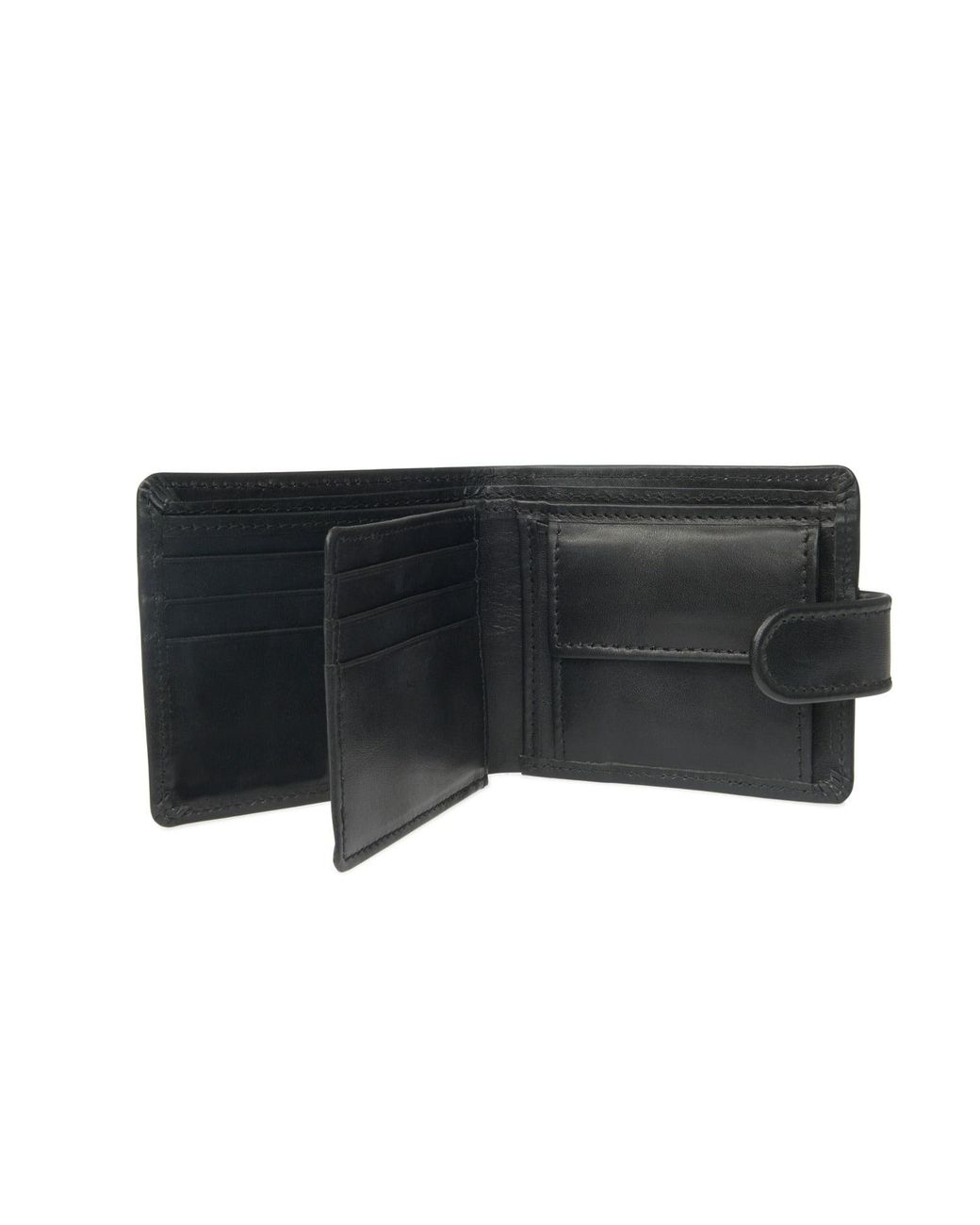 VIDA VIDA Black Vida Leather Tri Fold Wallet With Rfid for men