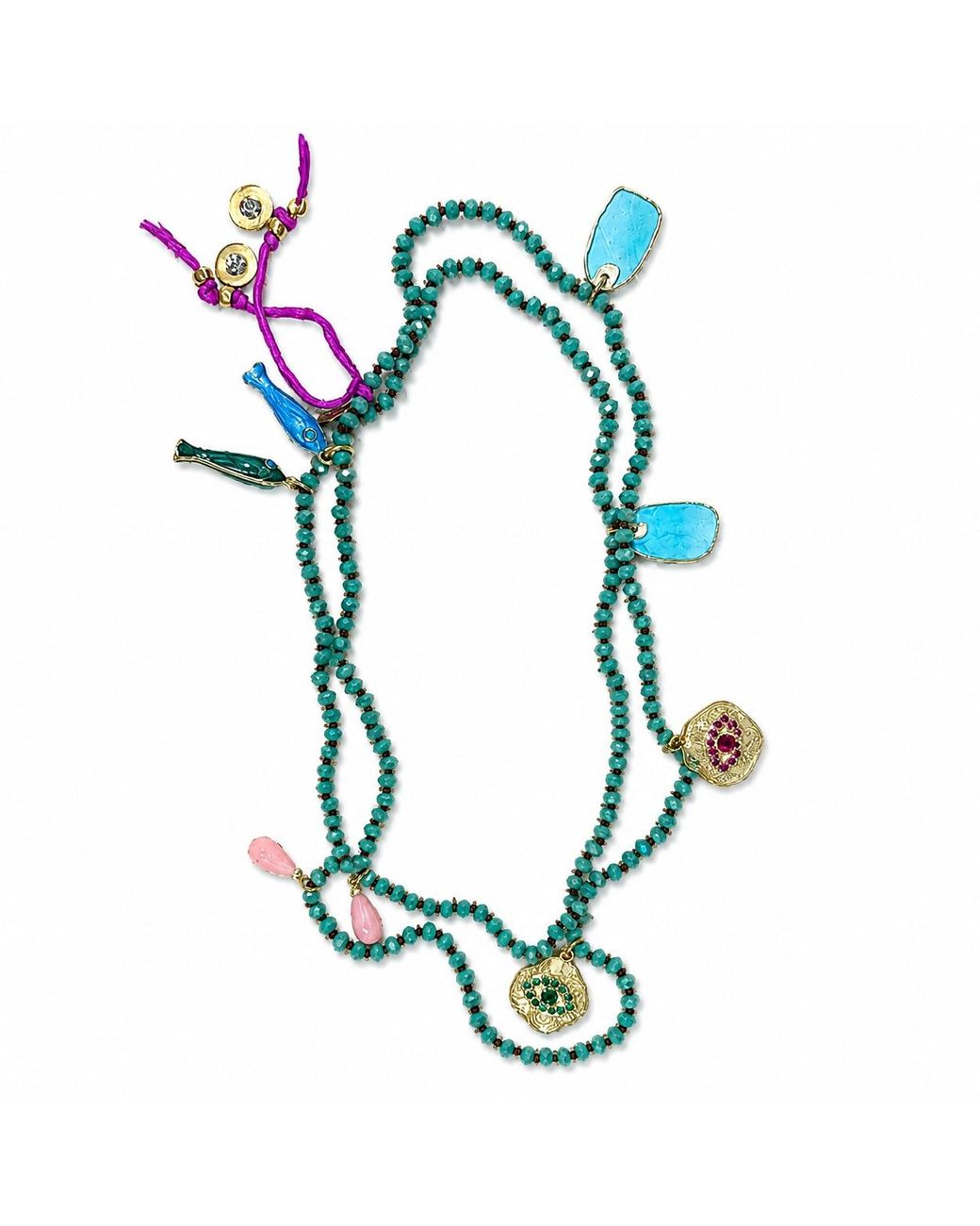 Persia Dona Jewelry Blue Sparkling Gems X Charms Necklace