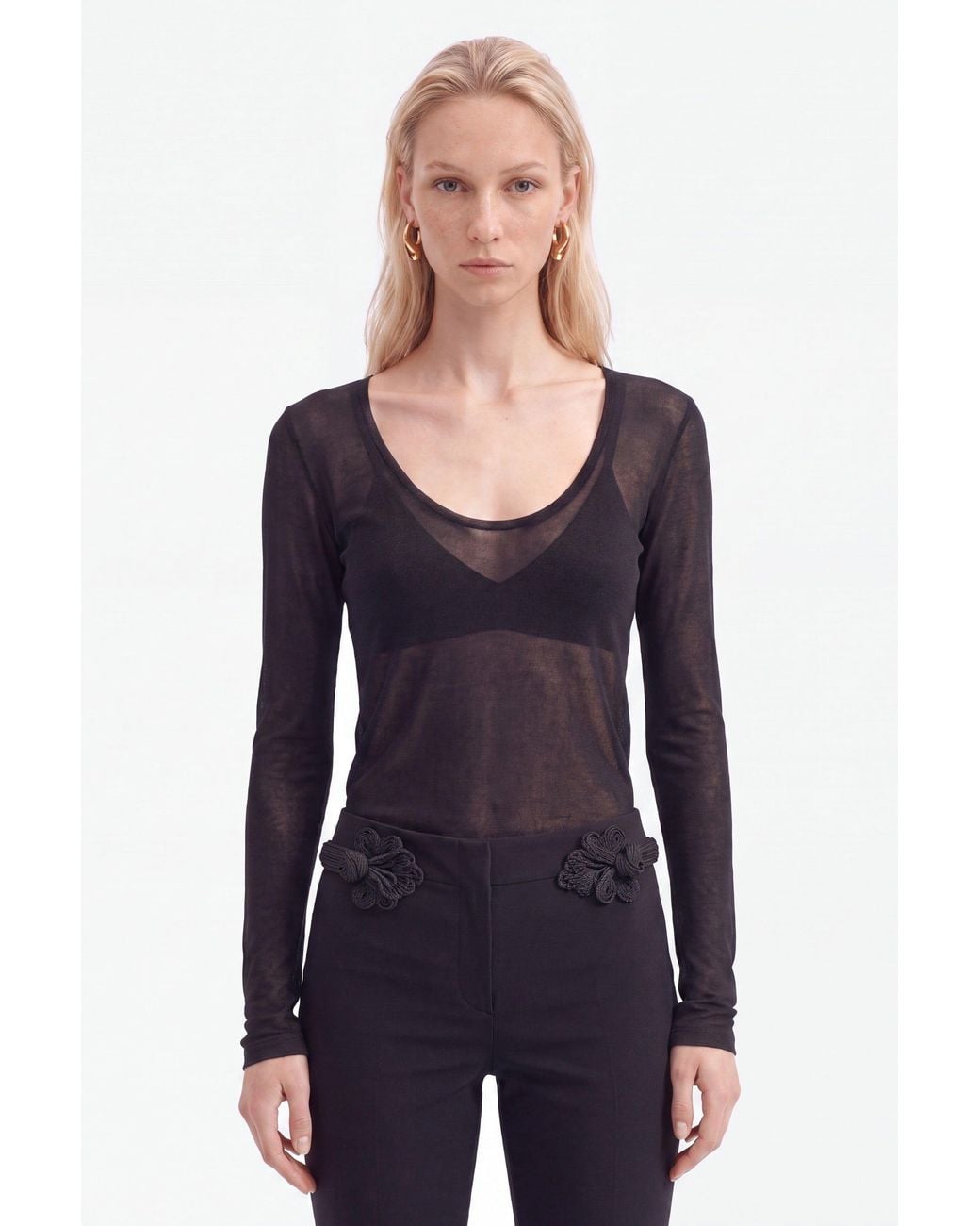 Nocturne Black Sheer Knit Top