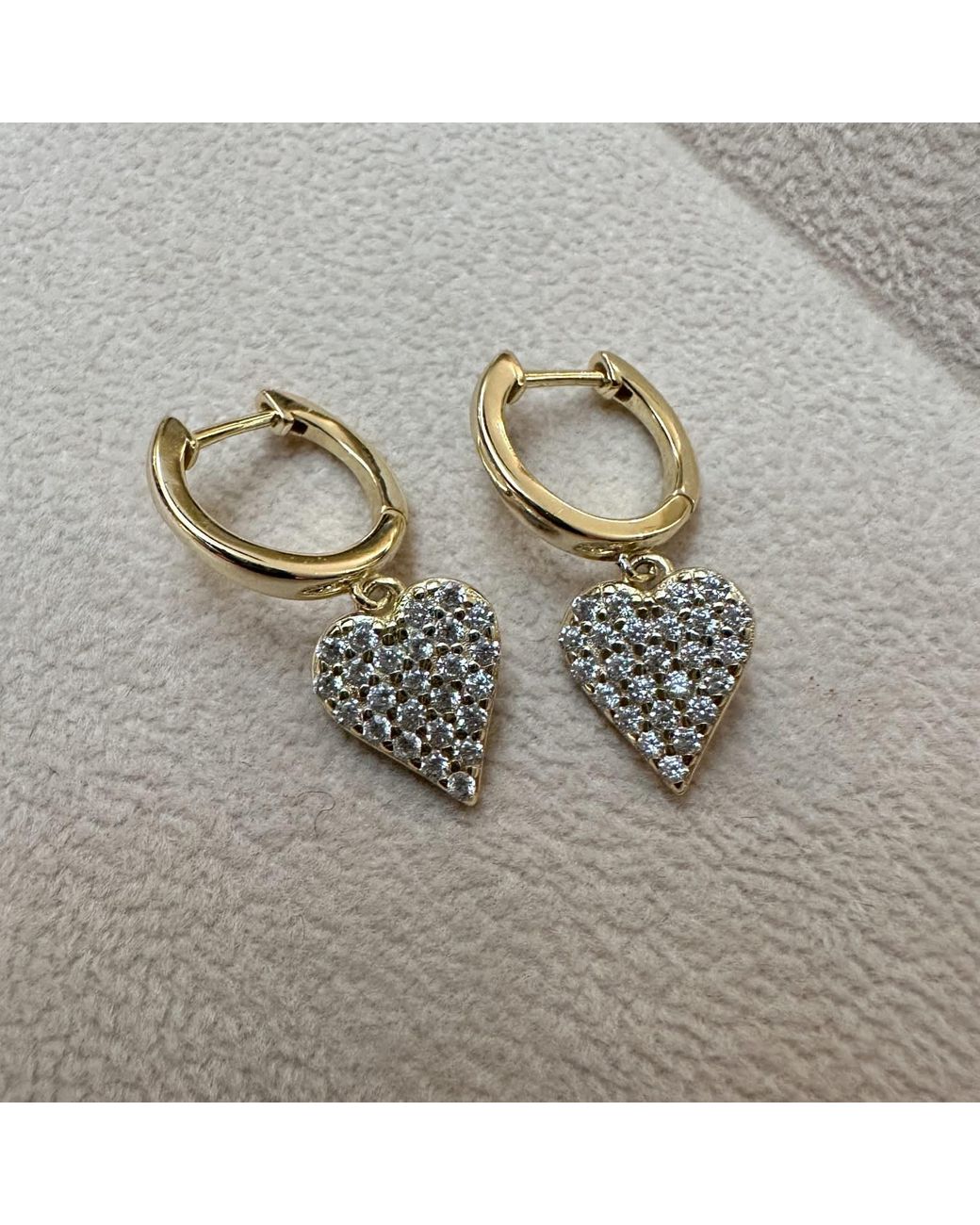 Clemence Wren Metallic Sparkly Heart Charm Hoop Earrings