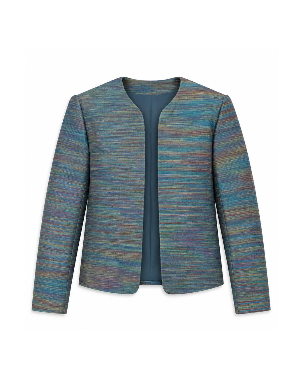 Stovaria Blue Peacock Cotton Denim Statement Jacket