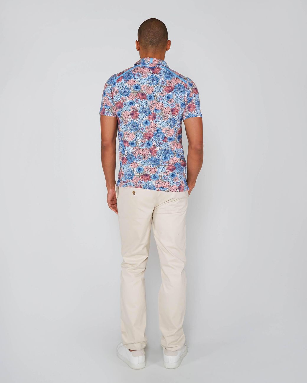 Lords of Harlech Blue Pietro Garden Party Polo Shirt for men