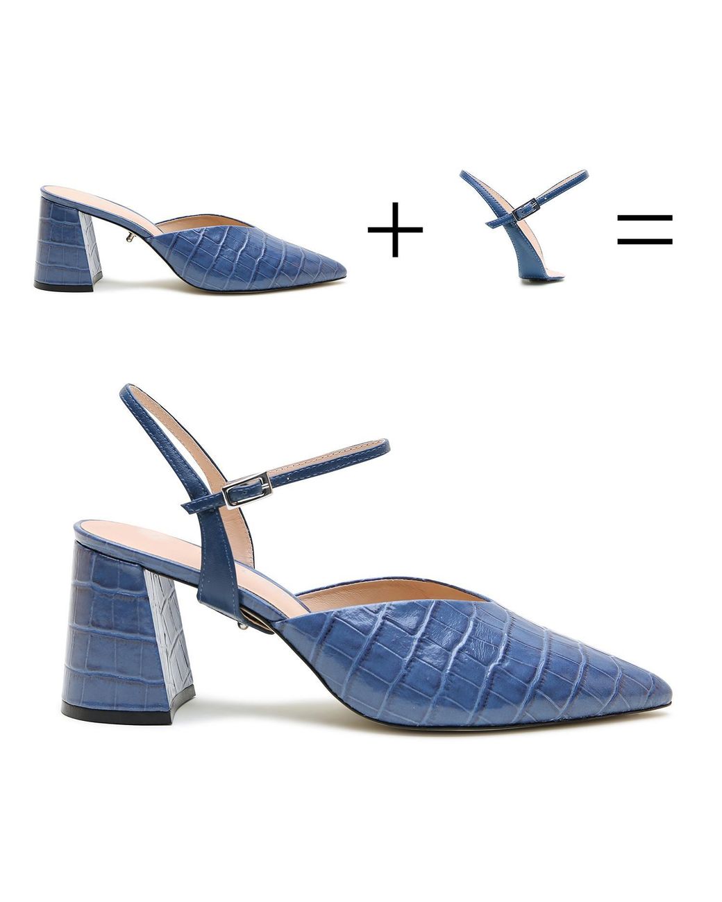 Alterre Blue Croc Amal V Mule