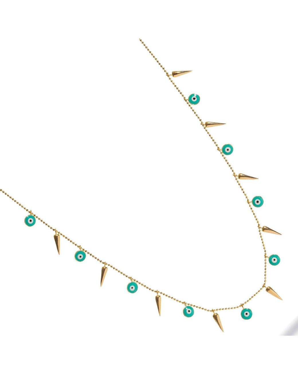 Ebru Jewelry Metallic Evil Eye & Spike Charm Necklace