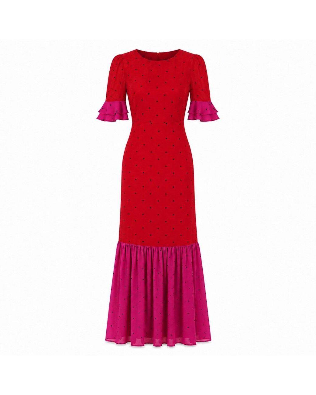 Rose & Nancy Red Saphi And Polka Dot Maxi Dress
