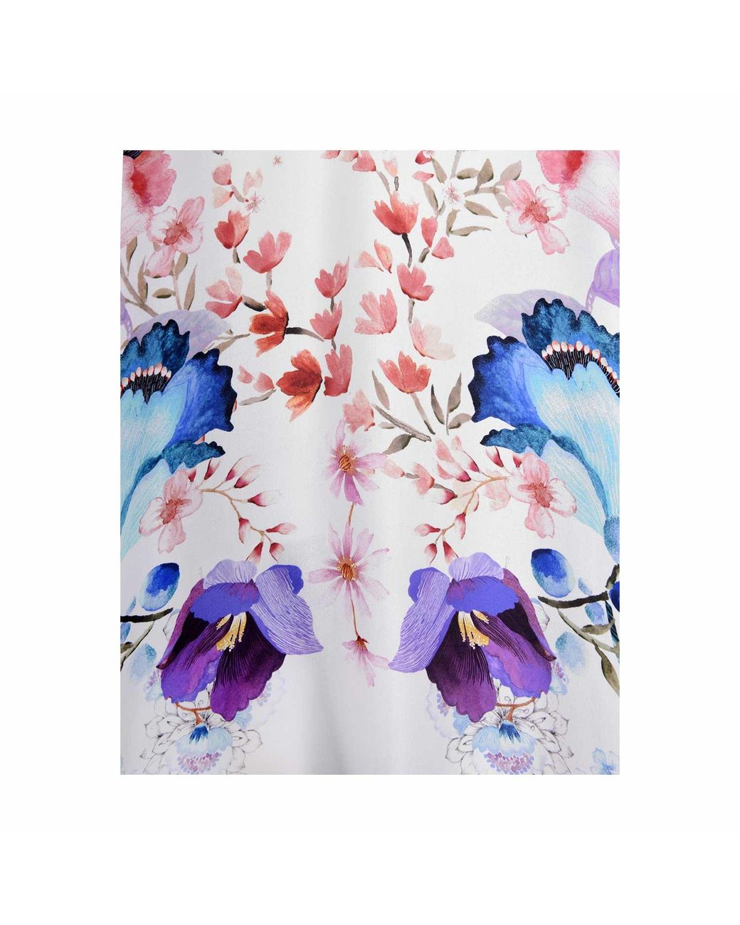 Meng Blue Watercolour Flowers Silk Georgette Kaftan