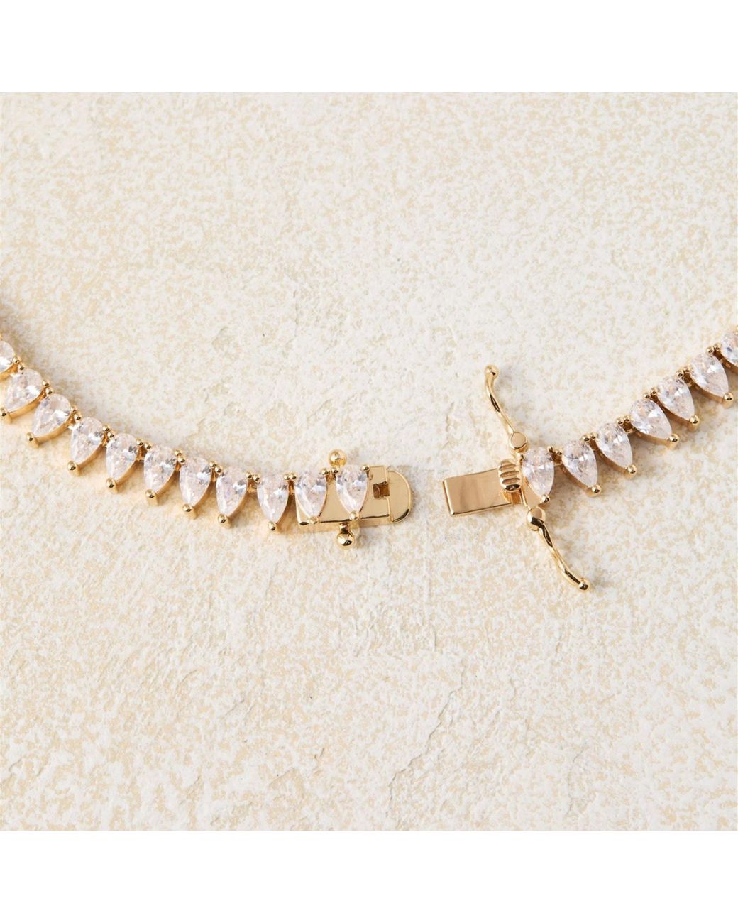 SET & STONES Metallic Teardrop Tennis Necklace