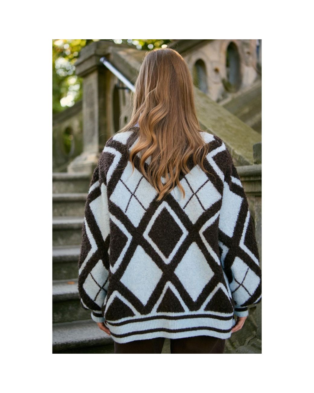 Saachi Black Open Argyle Knit Cardigan