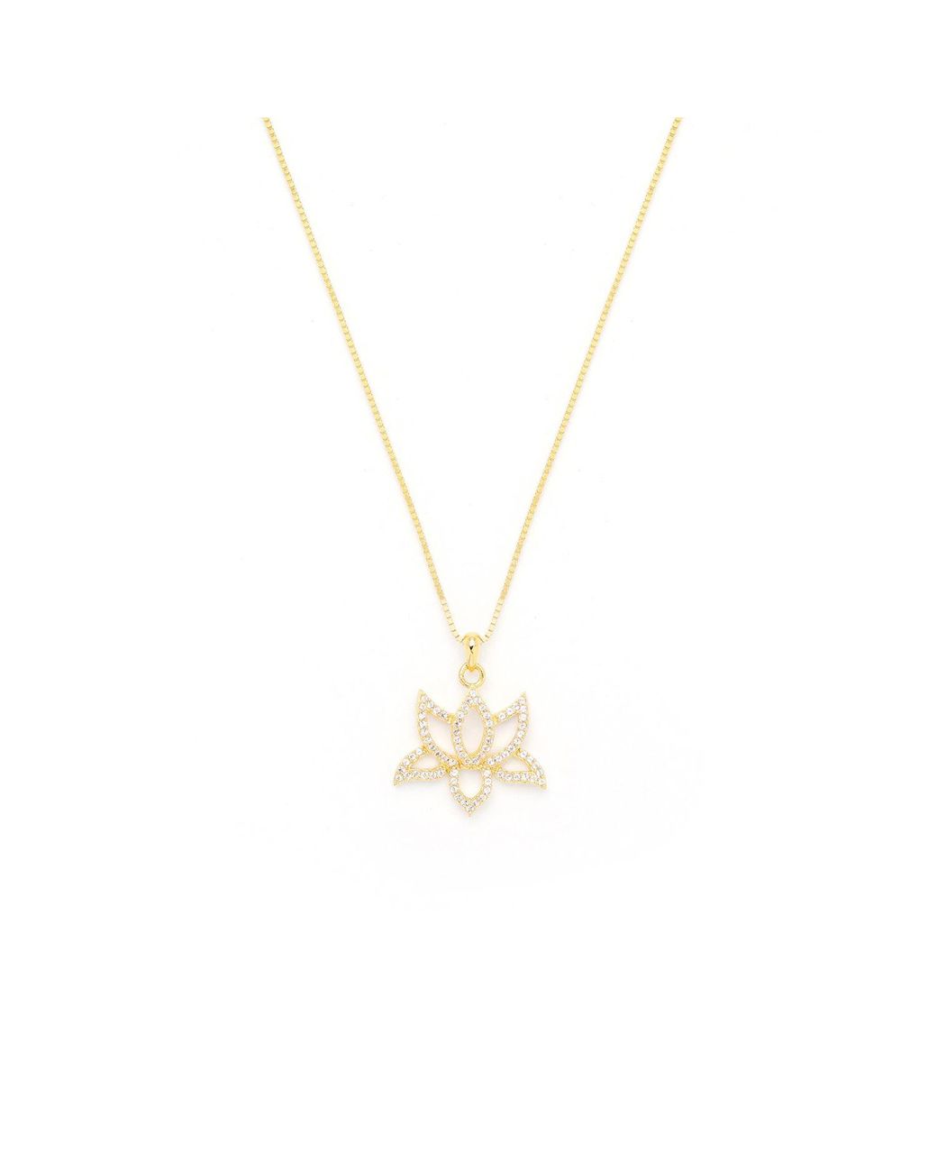 Seven Saints Metallic Illuminate Lotus Necklace, Topaz Pave, Over Sterling