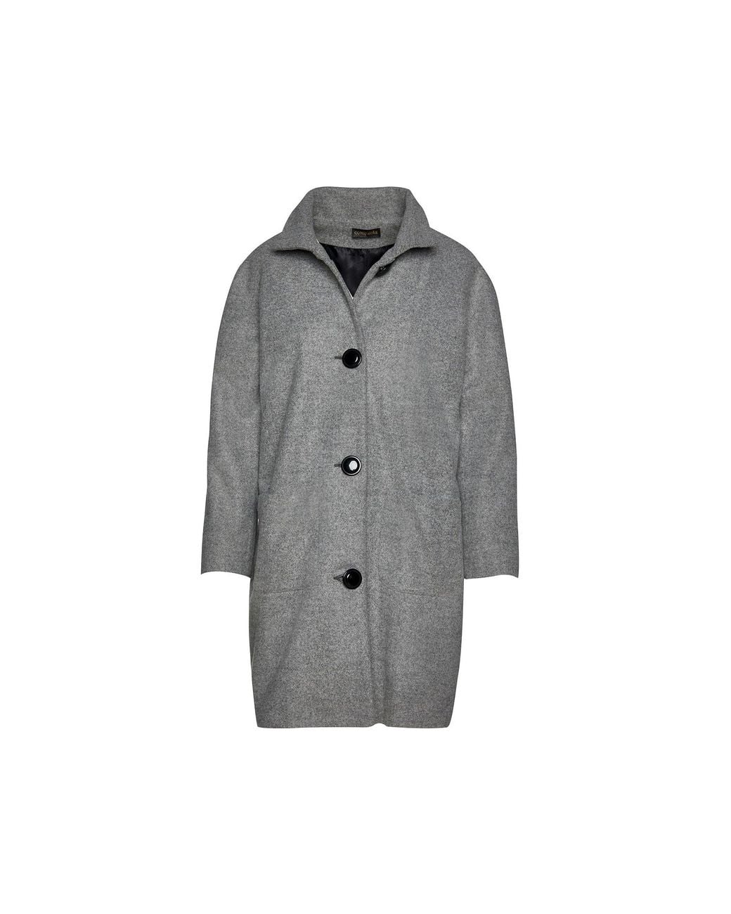 Conquista Gray Coat With Upright Collar By Fashion