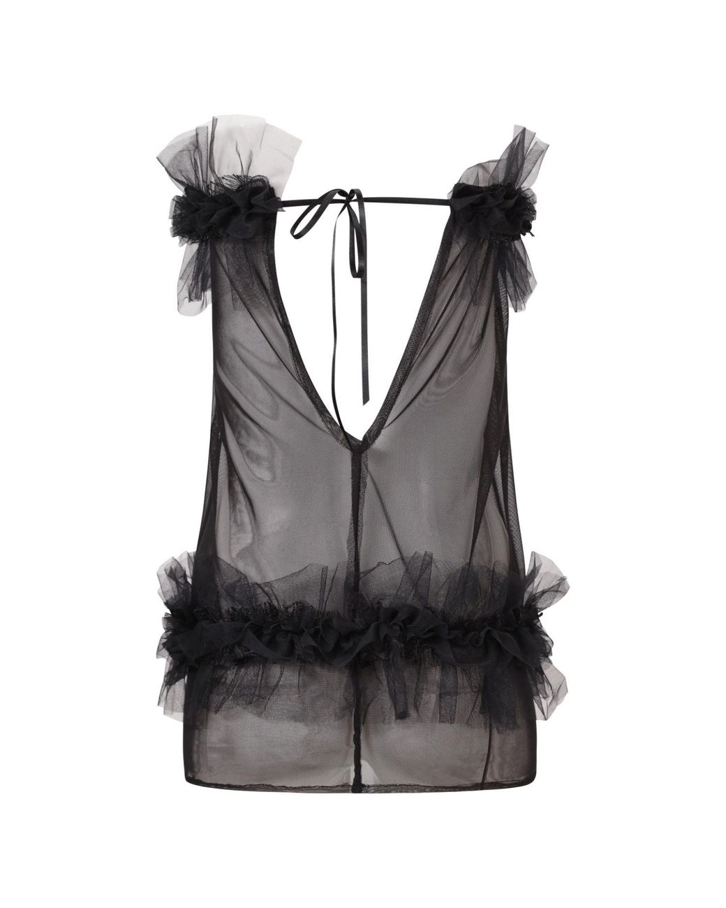 Belle -et-BonBon Black Dakota Tube Ruffle Mesh Dress