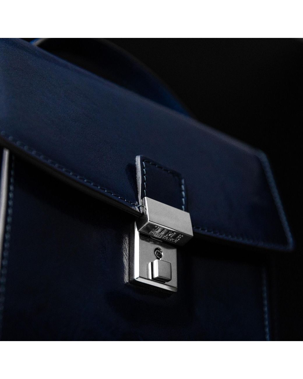 Time Resistance Blue Small Leather Briefcase For