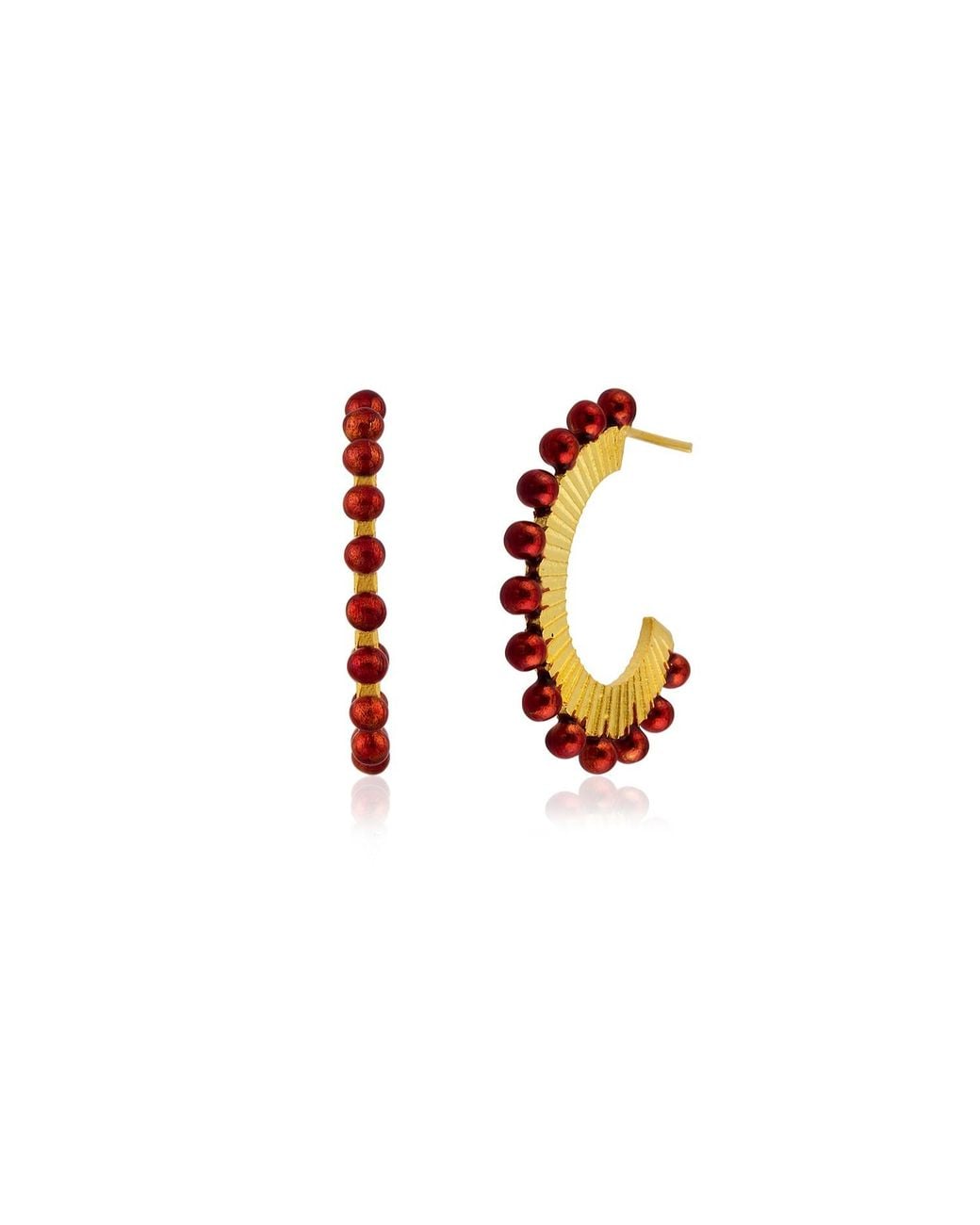 Milou Jewelry Red Oval Hoop Earrings