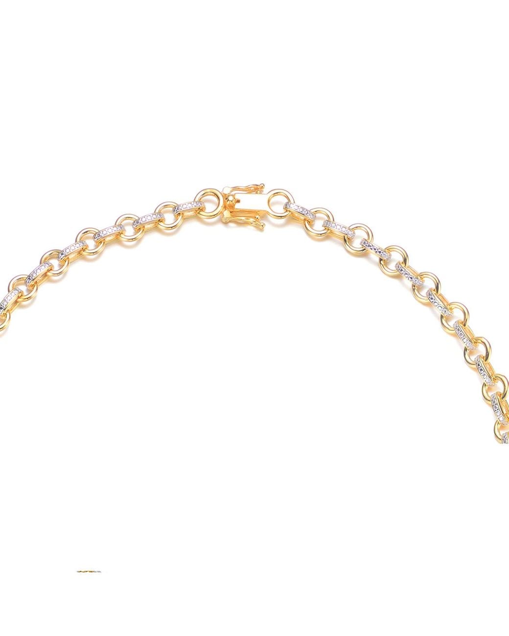 Genevive Jewelry Metallic Overlay Clear Cubic Zirconia Three Stone Necklace