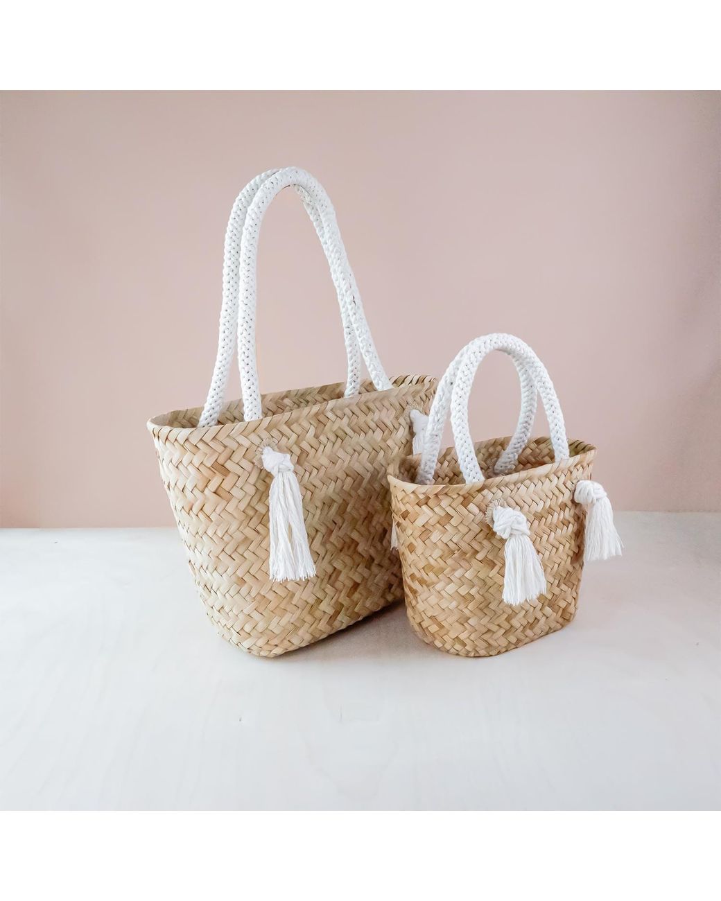 LIKHÂ White Oat Small Classic Tote Bag With Braided Handles