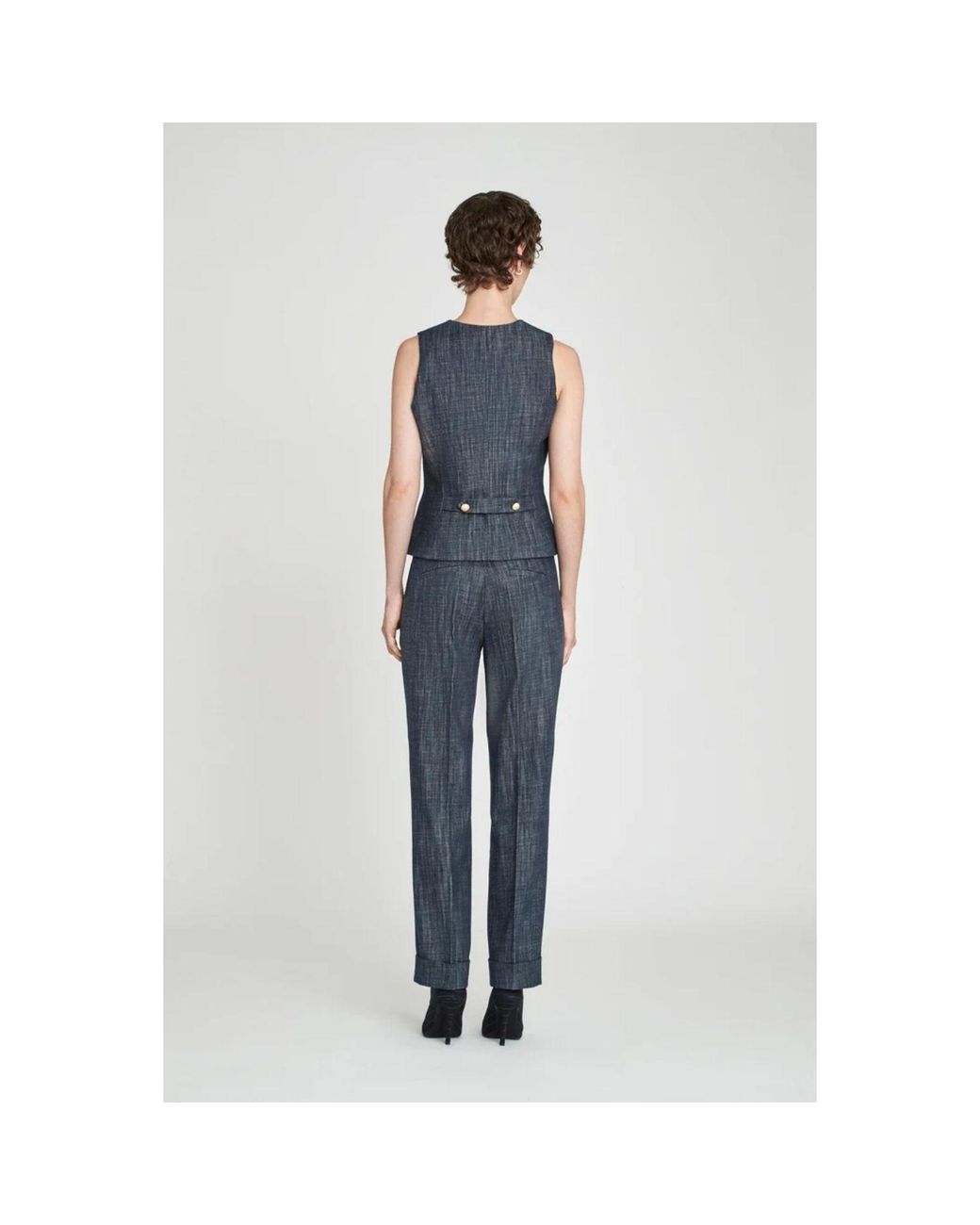 The Extreme Collection Blue Fitted Denim Vest