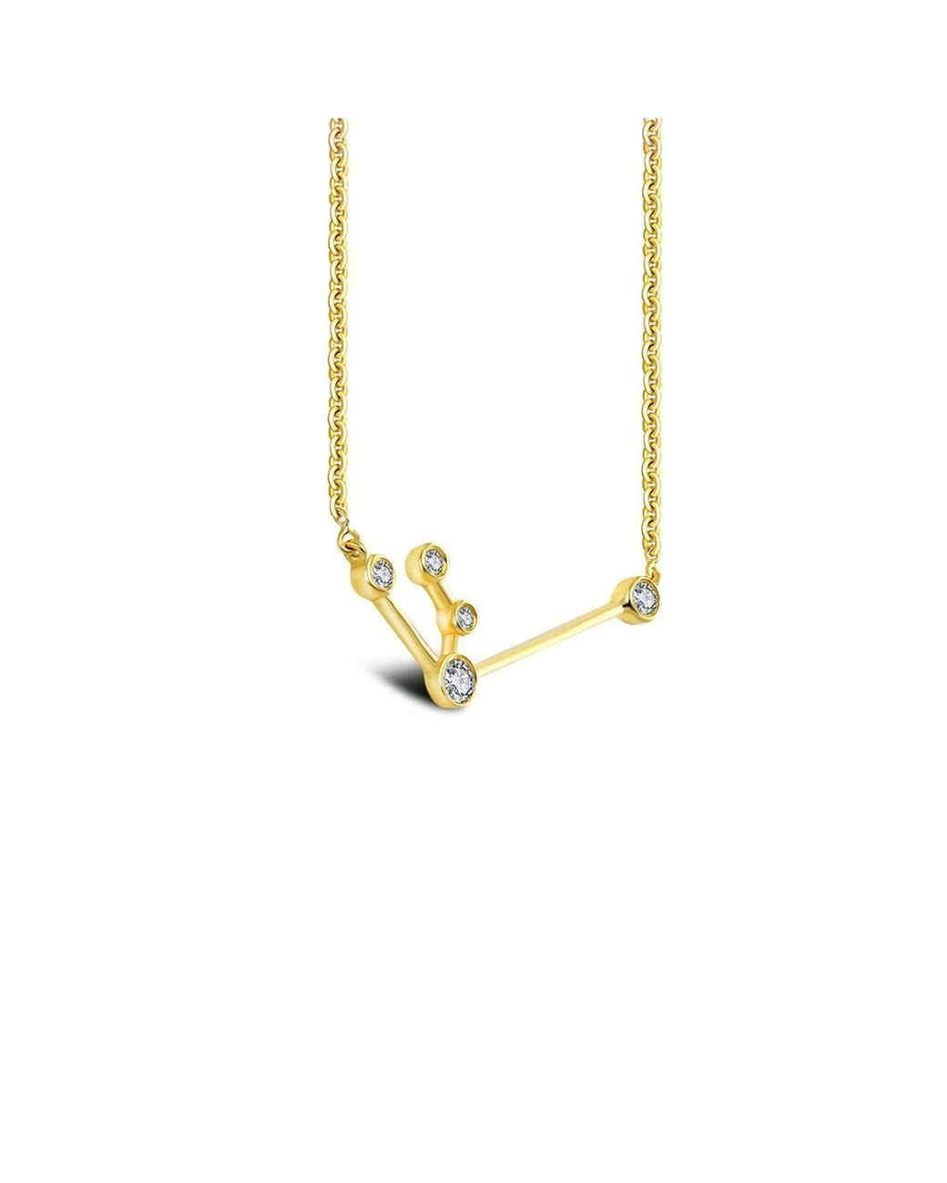 Genevieve Collection Metallic Aquarius Zodiac Constellation Necklace 18K & Diamond