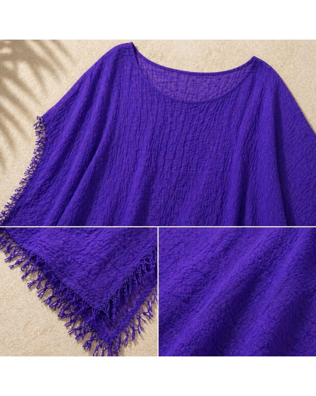 Nuvv Collection Purple Sheer Kaftan – Lightweight Textured Beach Cover-Up