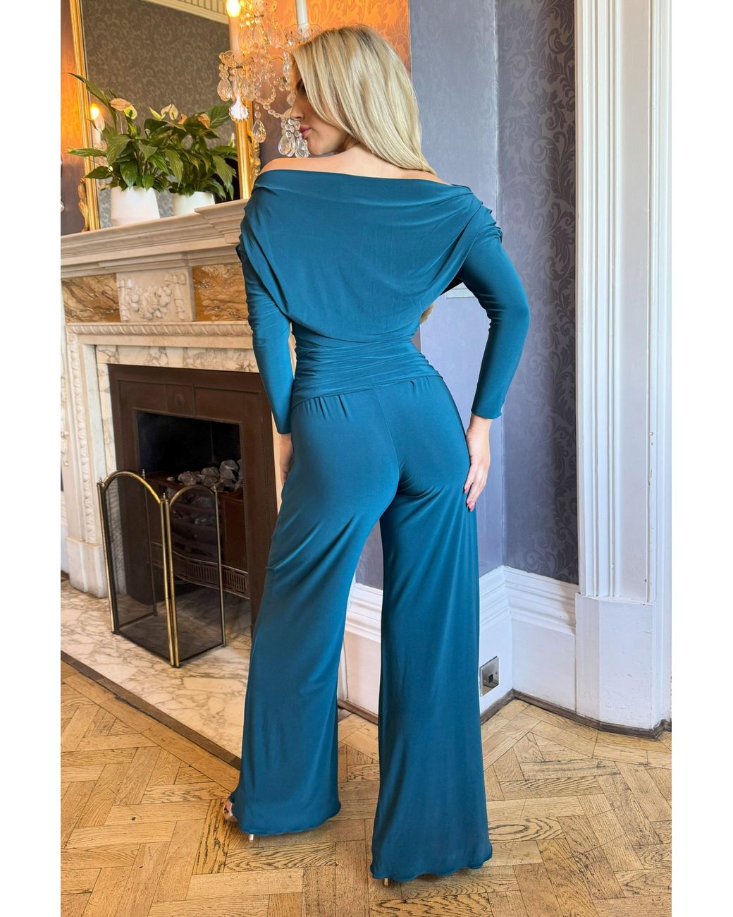 Atom Label Blue Carbon Jumpsuit With Sleeve