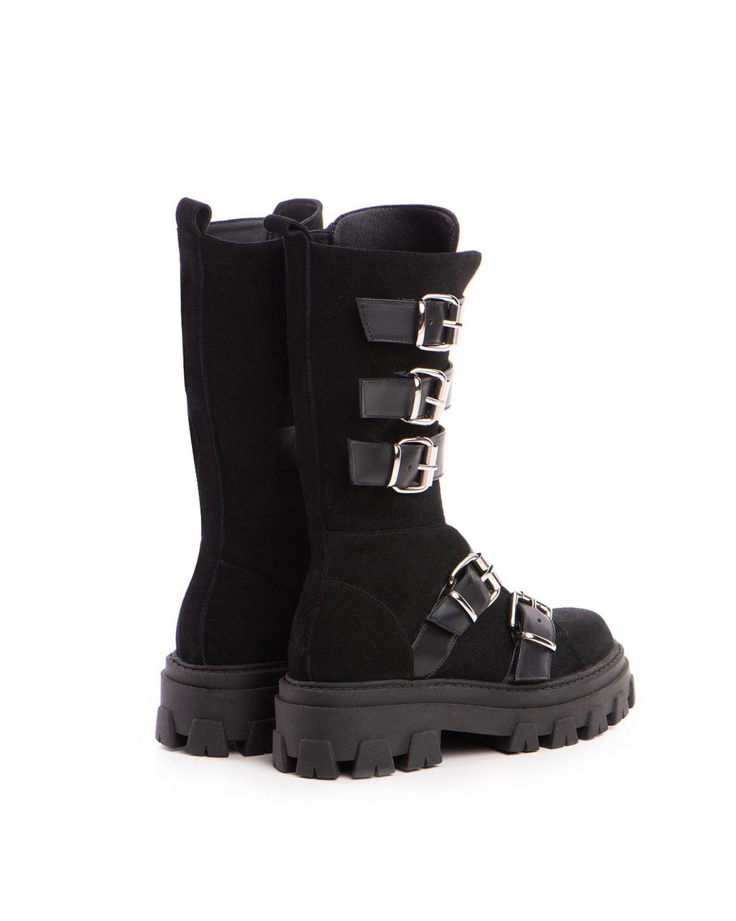 The 5Th Element Black Jagger Buckled Suede Combat Boot