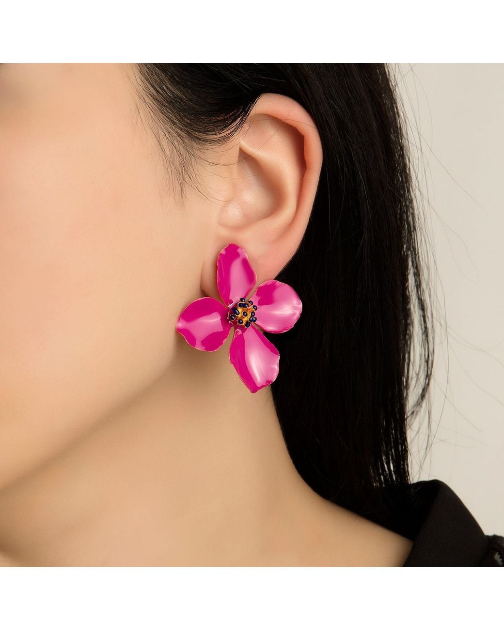 Milou Jewelry Pink Raspberry Clover Flower Earrings