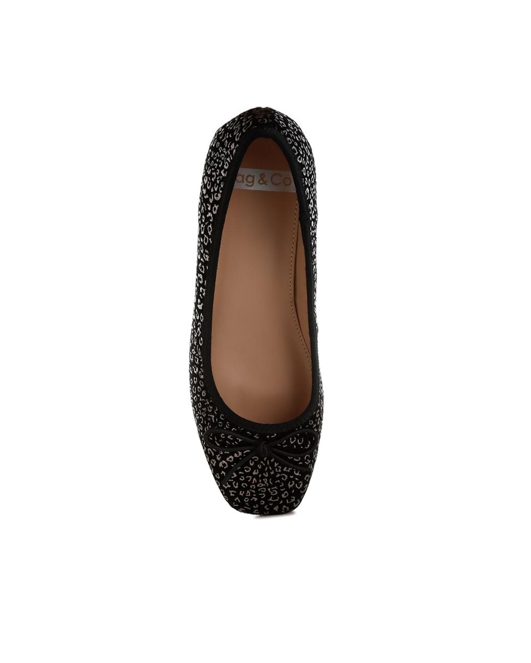 Rag & Co Ningen Leopard Print Block Heel Ballerinas in Black | Lyst