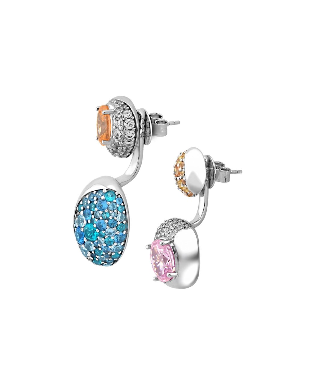 Arte Madrid Blue Sierra Pavé Contour Convertible Stud Earrings With Drop Pendants