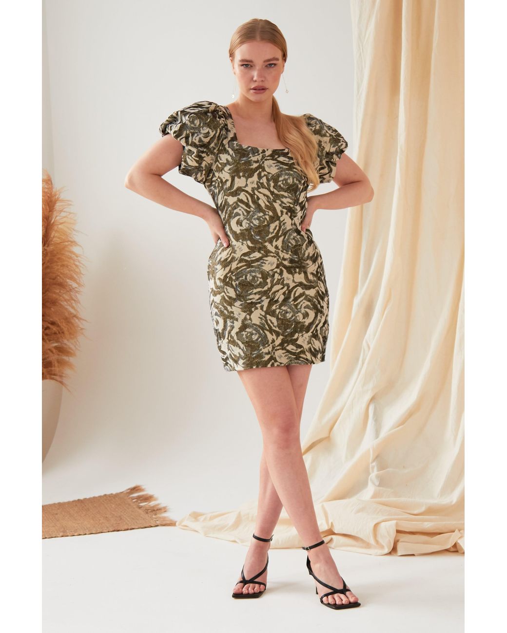 Sarvin Black Puff Shoulder Dress