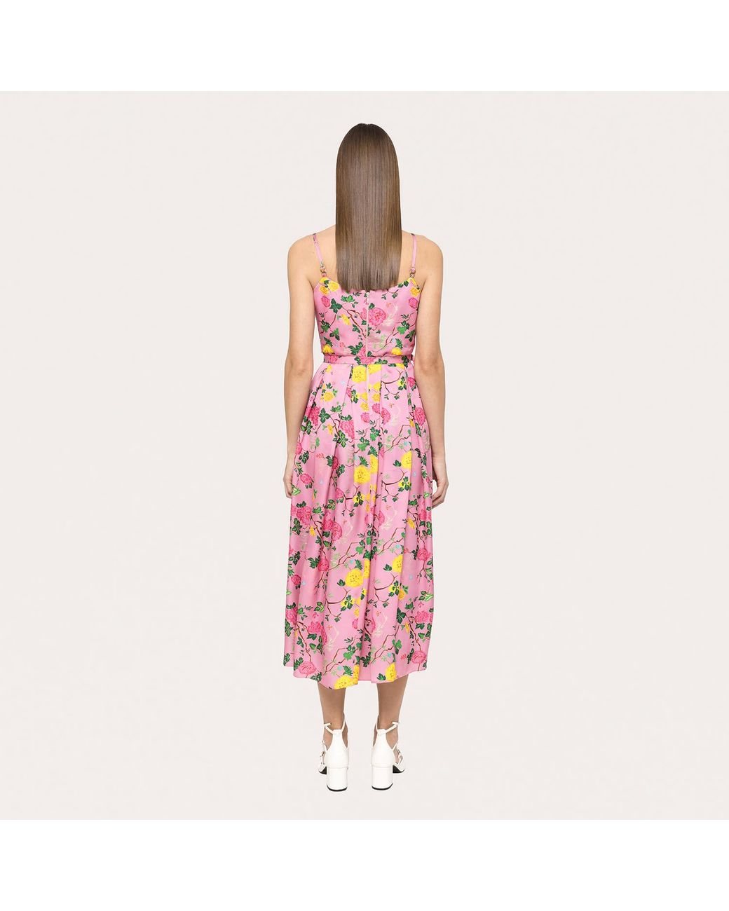 Nissa Pink Belted Viscose Midi Dress