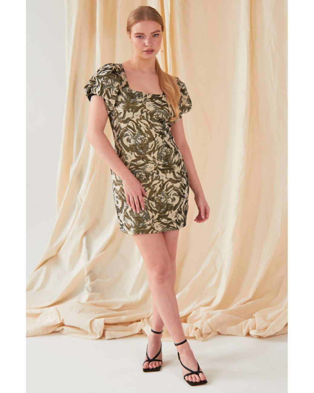 Sarvin Black Puff Shoulder Dress
