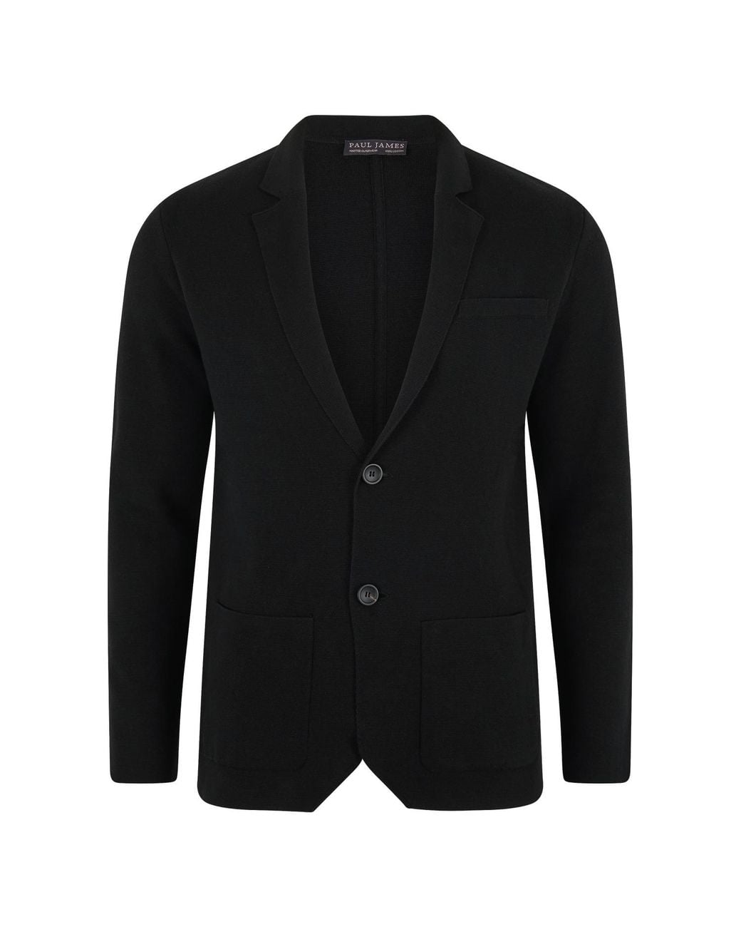 Paul James Knitwear Black Lightweight Cotton Corneliuss Formal Knitted Blazer for men
