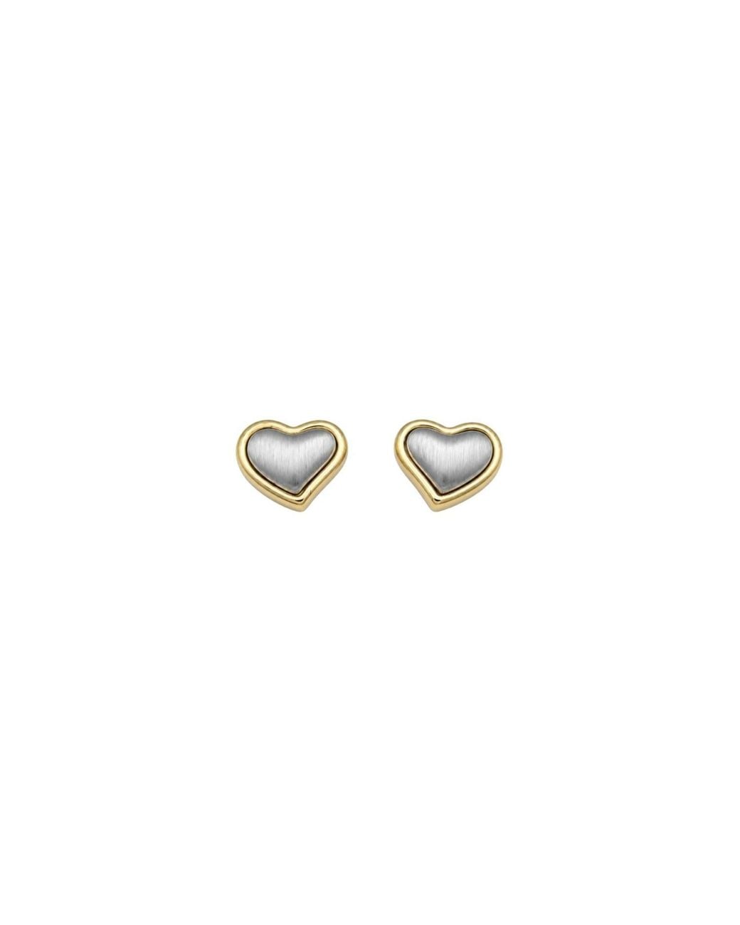 Uchi and Soto White Kokoro Mixed Metal Heart Stud Earrings