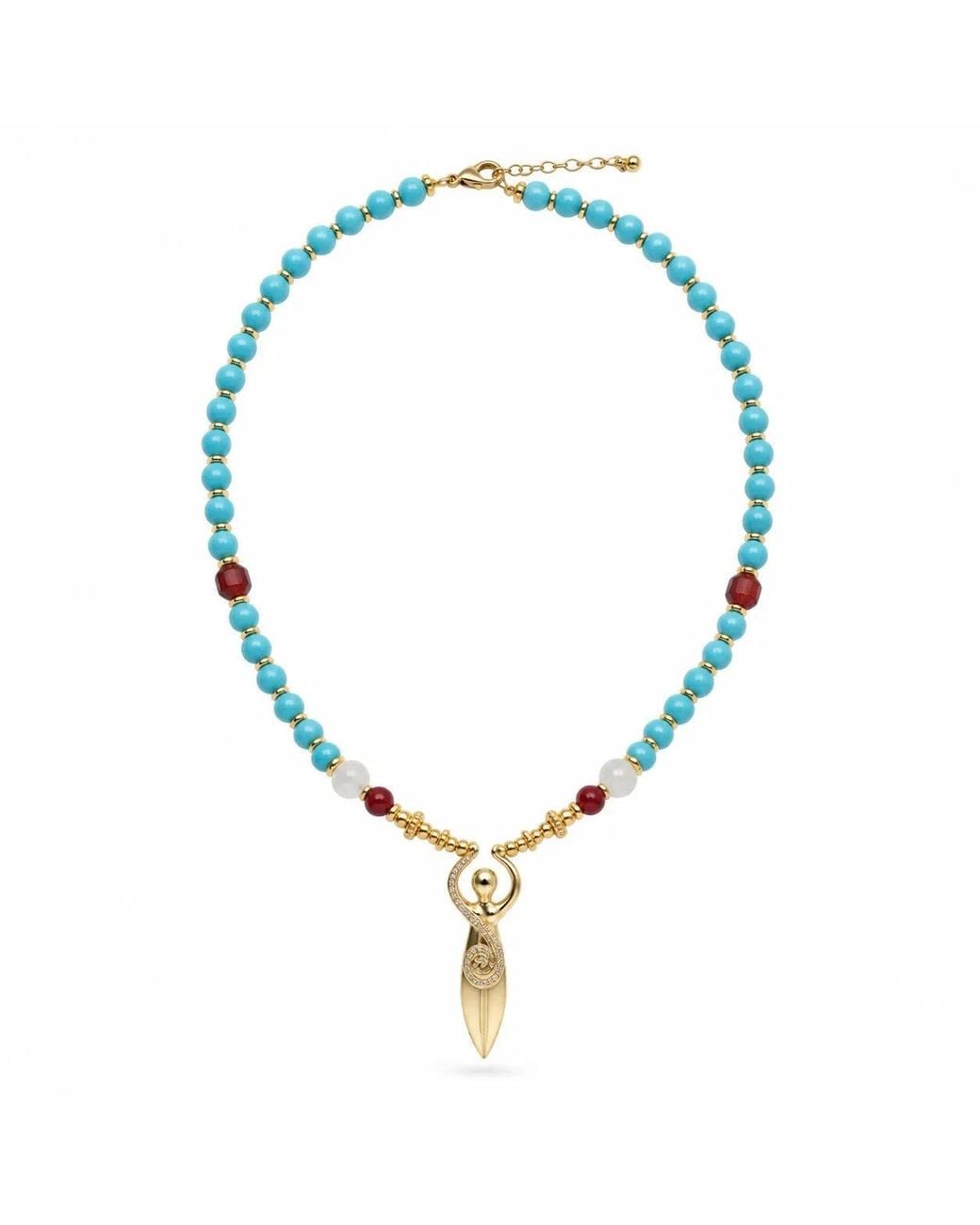 Ormiro Metallic Primordial Goddess & Carnelian Beaded Necklace