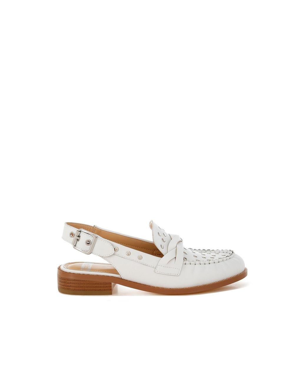 Rag & Co White Remykin Braided Penny Strap Loafers