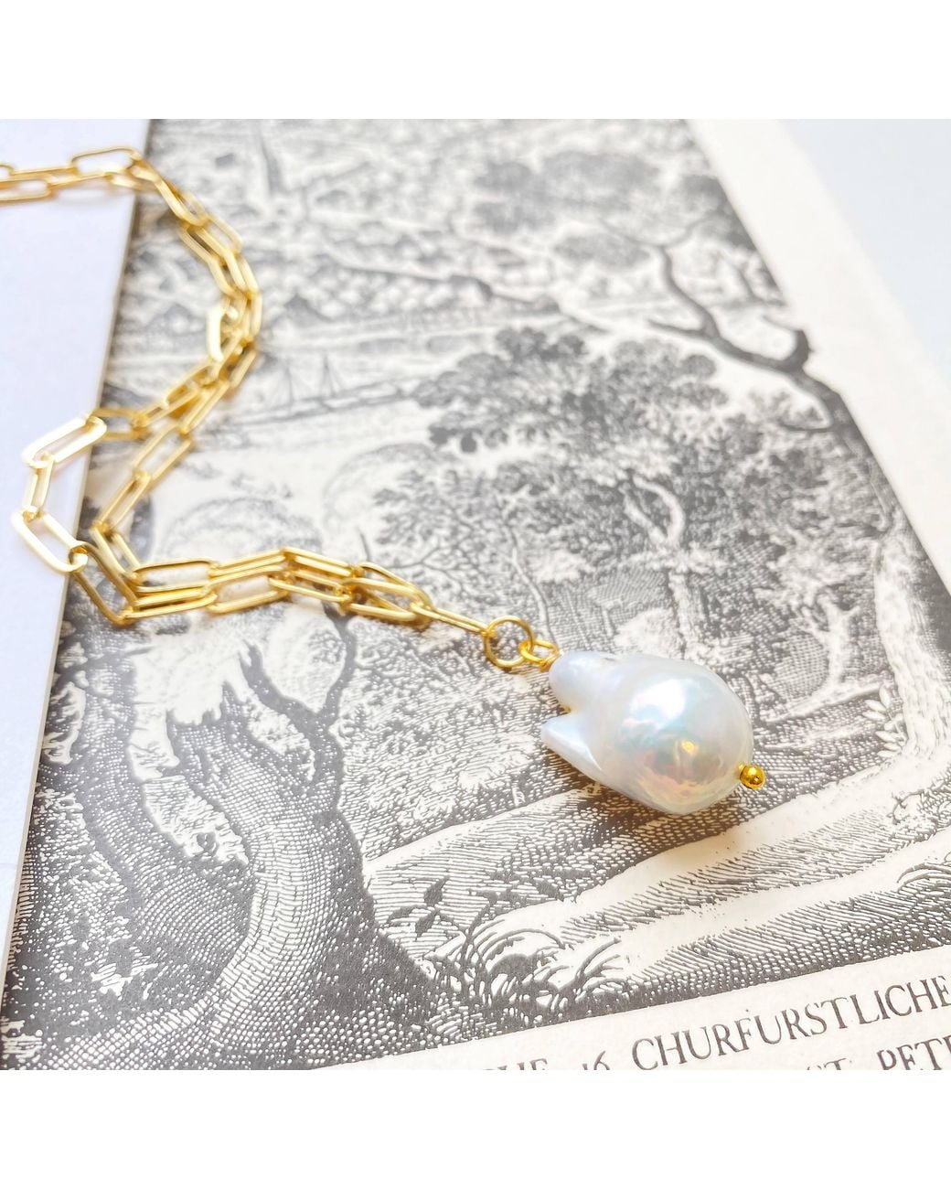 Smilla Brav Metallic Baroque Pearl Necklace Lindsay