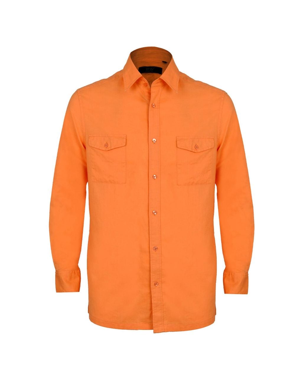 DAVID WEJ Orange Hugo Linen Front Pocket Shirt for men