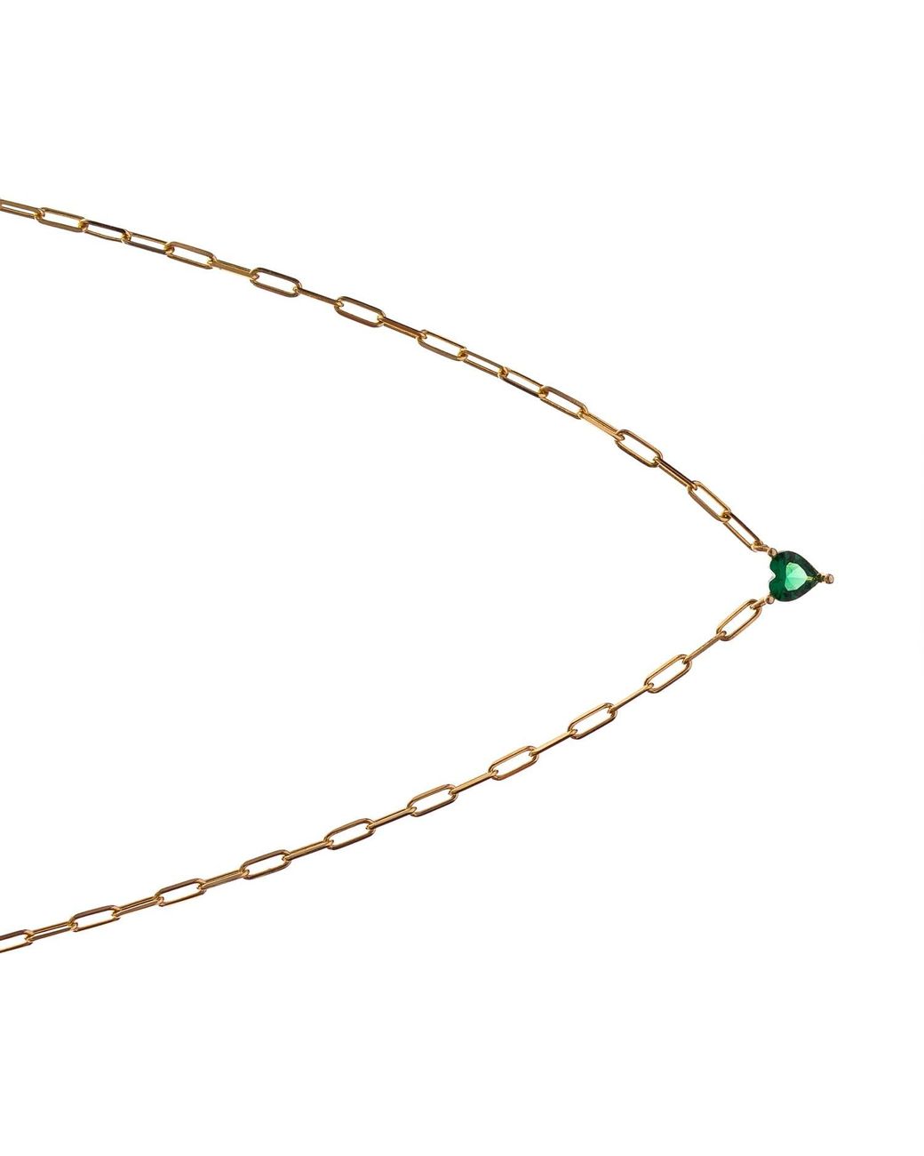Ebru Jewelry Metallic Emerald Heart Minimalist Necklace