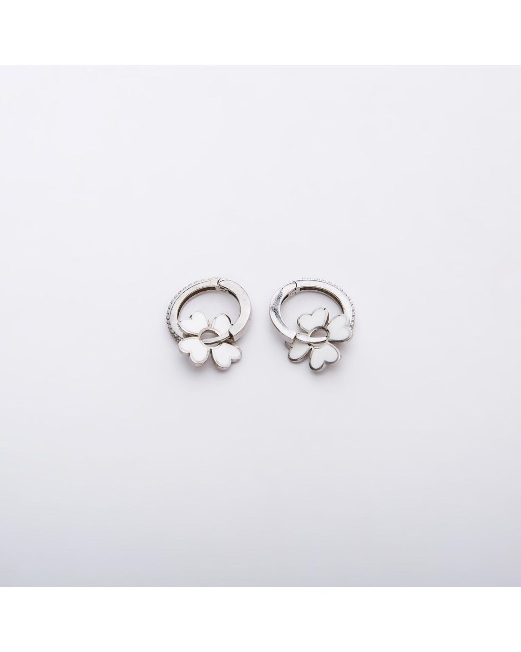 Spero London Metallic Sterling Enamel Clover Earrings