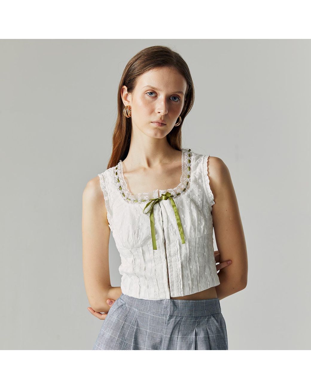 Ats the Label White Lena Ribbon Top