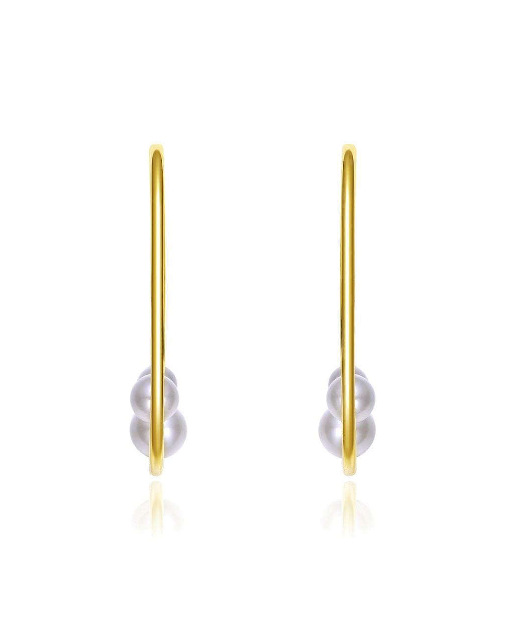 Genevive Jewelry Metallic Rachel Glauber Colored Pearl Open Hoop Earrings