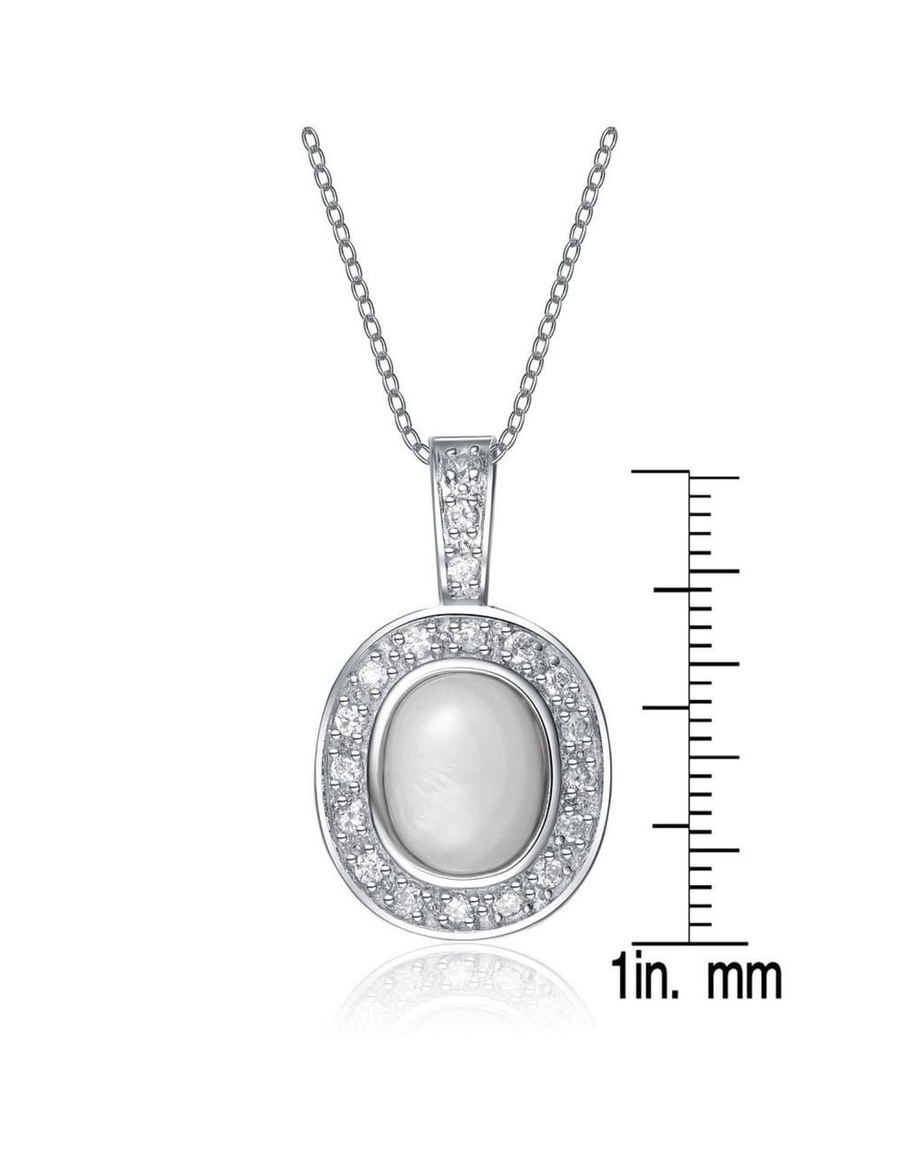 Genevive Jewelry Metallic Sterling Cubic Zirconia Stone Pendant Necklace