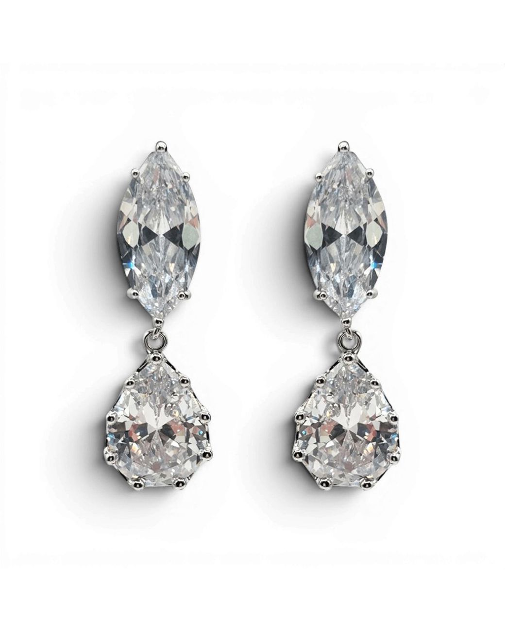 Michael Nash Jewelry Metallic Neutrals Nicole Marquise And Pear Shape Diamond Cubic Zirconium Clip On Earrings