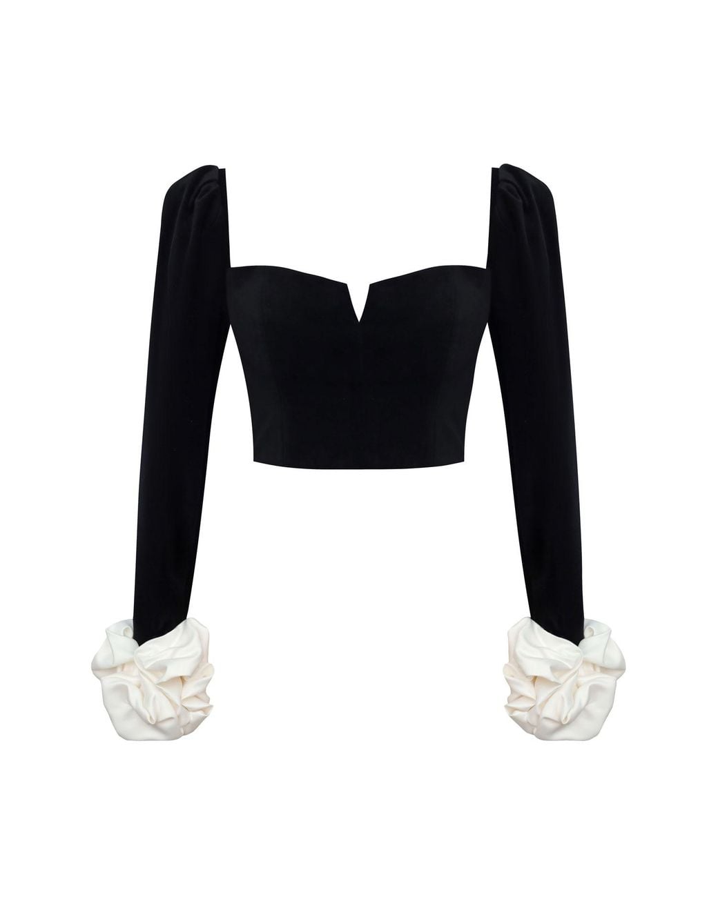 POST MERIDIEM Black Velvet Top With Removable Cuffs