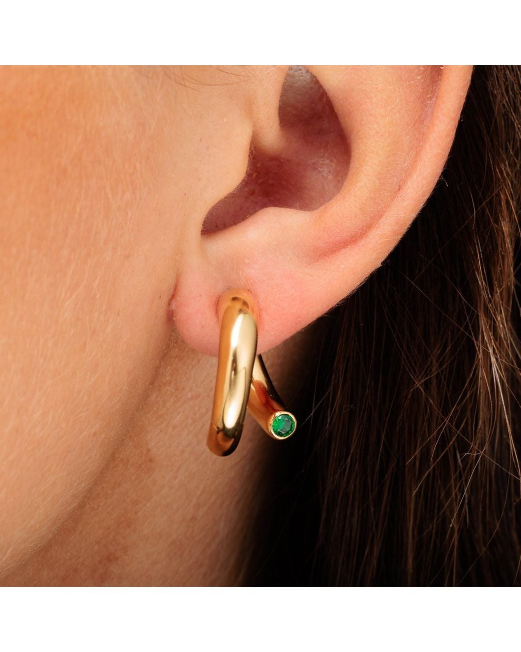Scream Pretty Metallic Sparkle Single Split Hoop Earring With Stone